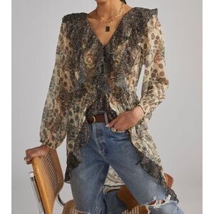 NEW ANTHROPOLOGIE LET IT BE Sheer Femme Maxi Buttondown